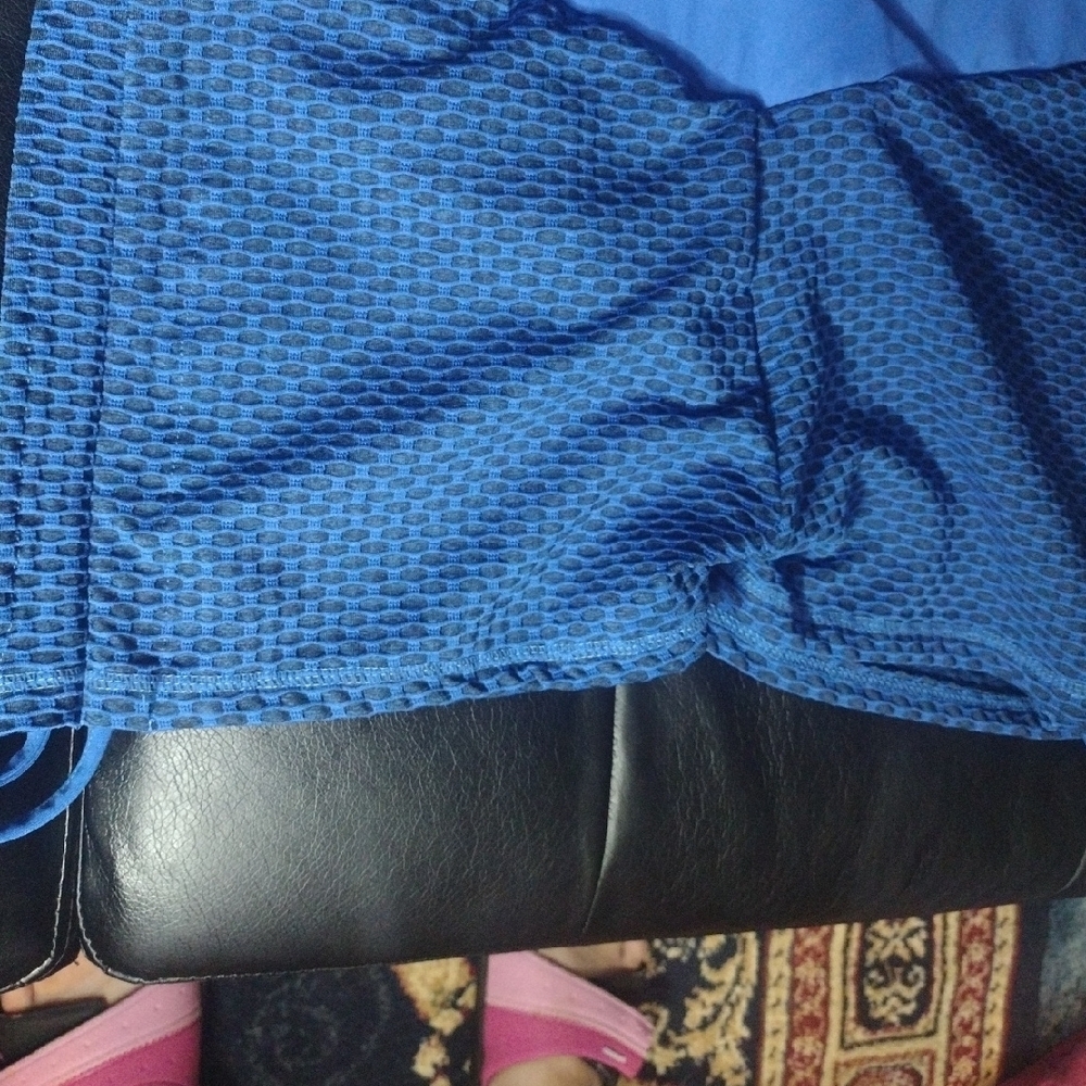 Blue Textured Shorts with Drawstring AKA Tik Tok Leggings​ - Picture 2 of 4